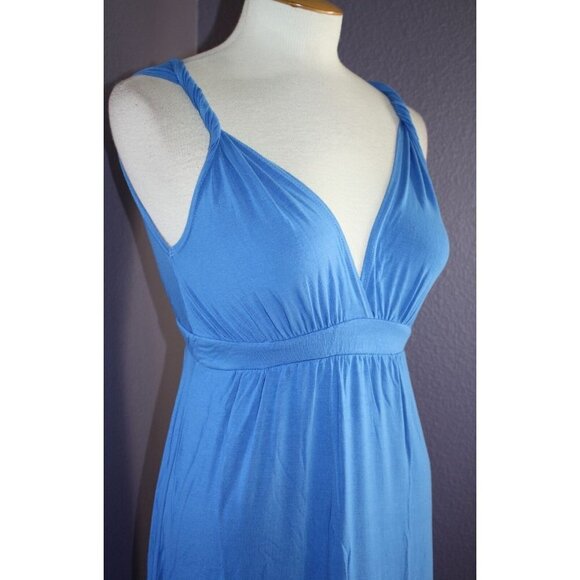 NWT Gypsy 05 La Ba Dee Blue Tie Dye Deep V Bamboo Twist Strap Maxi Dress XS $143 - Picture 5 of 8